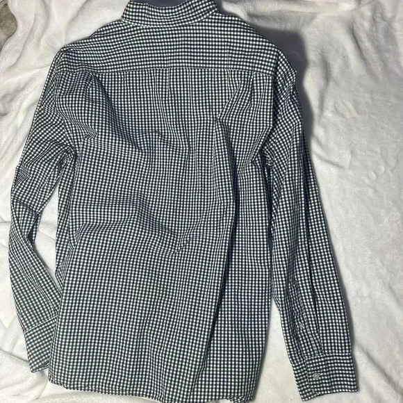 J Crew XL Mercantile Flex Slim Fit Shirt Blue White Checker Cotton Blend Casual - Picture 4 of 4